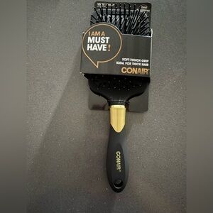 Conair Velvet Touch Black & Gold Paddle Brush for Thick Hair - NWT